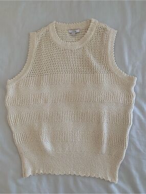 Joe's Jeans The Cameron Sleeveless Crochet Top Milk Cream Knit Size S EUC